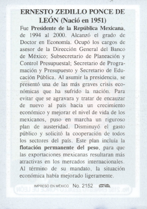 Biografia Ernesto Zedillo Ponce De Leon Atras